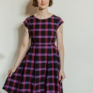 Plaid Pink and Black Women's Dress